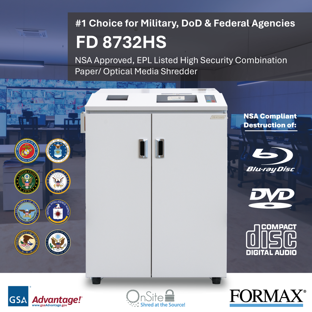 Formax FD 8732 High Security Combo Paper / CD & DVD Shredder Level 6/P-7