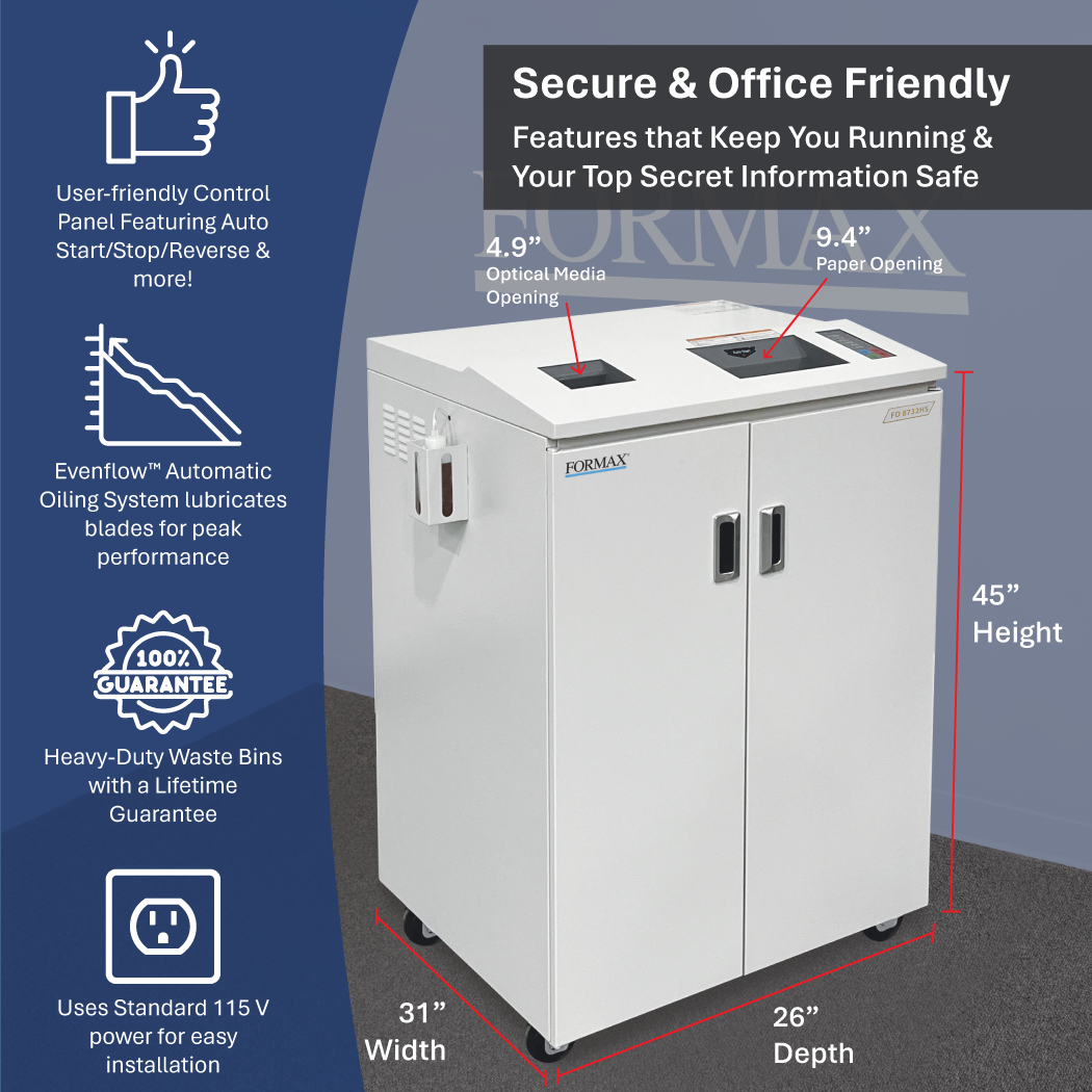 Formax FD 8732 High Security Combo Paper / CD & DVD Shredder Level 6/P-7