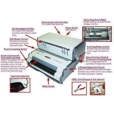 Akiles CoilMac EPI Standard Electric Coil Punch with Coil Inserter Binding/Punching Systems Akiles