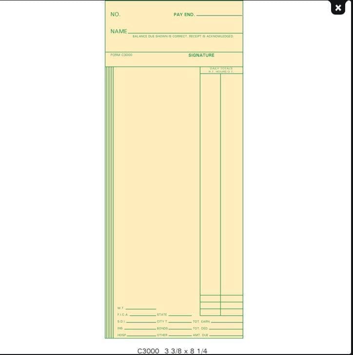 Time Cards (Double-Sided) for the CP-3000 & CP-5000